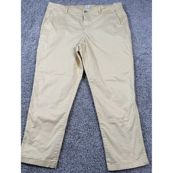 Gap Girlfriend Khaki Straight Fit Solid Yellow Casual Womens 18 Measures 38x27 - Picture 2 of 8